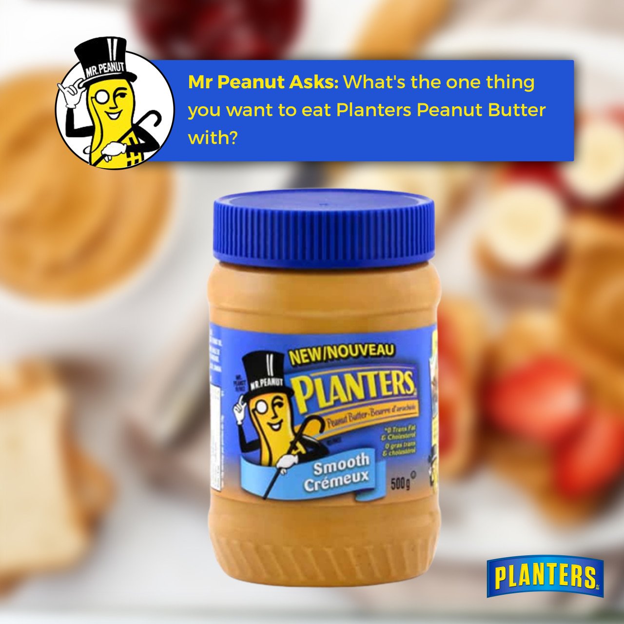 Mr Peanut on Twitter: "Mr. Peanut Asks: What's the one thing you want to  eat Planters Peanut Butter with? #MrPeanutAsks #MrPeanuts  #WednesdayInspirational #PeanutButter #PBJ #PlantersPeanutButter  #PlantersSnacks #PlantersCanada https://t.co/8SYLjTAVfn ...