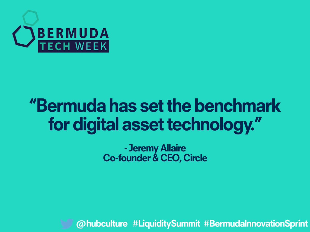 hubculture's tweet image. “Bermuda has set the benchmark for digital asset technology.” - @jerallaire Co-founder &amp;amp; CEO @circlepay at Bermuda Tech Summit today #BermudaTechWeek
#BermudaInnovationSprint
