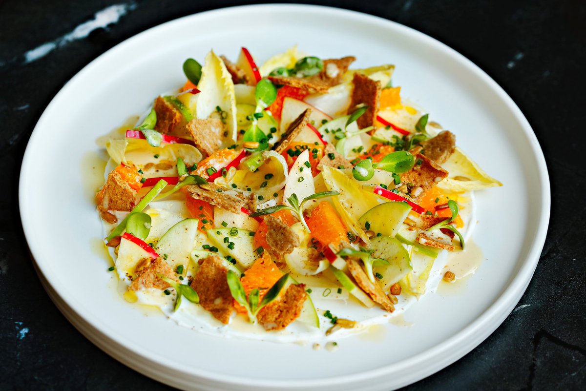 APPLE AND ENDIVE
Smoked Yogurt. Orange. Miso. Rye Cracker 
#fallmenu