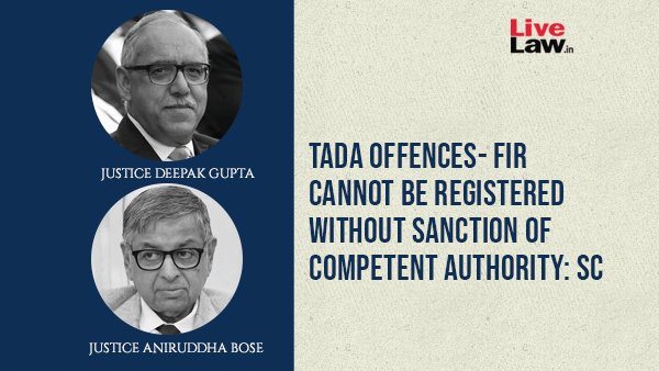 LiveLawIndia's tweet photo. "The investigation in serious cases of murder, rape, smuggling, narcotics, POCSO Act etc. cannot be delayed only because TADA Act is also involved."
Read Judgment: https://t.co/vq8suGcjM3 https://t.co/1ybxvYmhE4