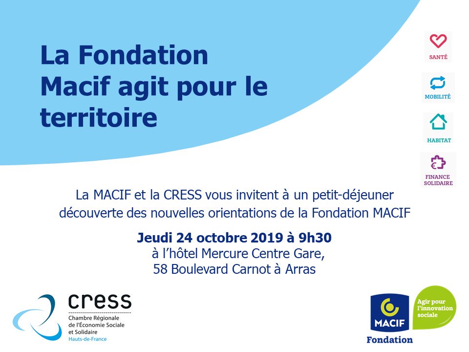 Steph_de_ESS's tweet image. La CRESS et la Fondation MACIF organise un petit-déjeuner découverte des orientations de la Fondation MACIF. 
📆24 octobre 2019, 9h30.
🚩Arras 
➡ Pour vous inscrire: shorturl.at/htL06 

#ESSHDF #Fondations #associations