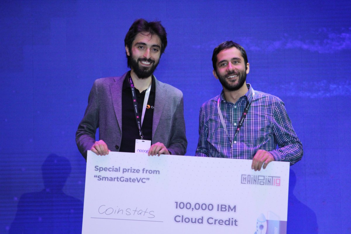 ChainPointConf's tweet image. The following #StartupBattle winner is @CoinStats_!☺ They obtained 100 000 IBM cloud credit from @SmartGateVC  and 100 000 USD investment opportunity at Starfleet Accelerator from @aeventures.🤩

#ChainPoint19 #thinkthefuture #nooor #CP19startupbattle