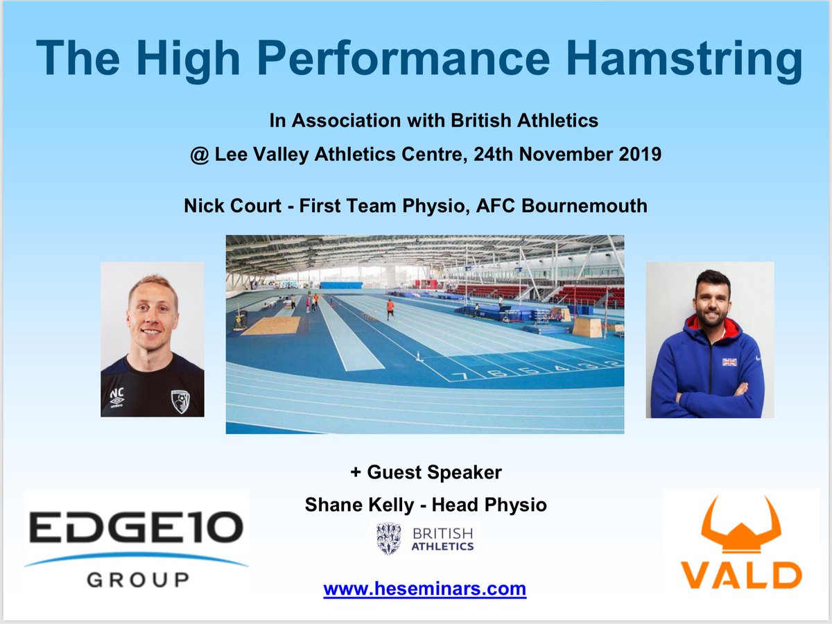 Really looking forward to the next #highperformancehamstring <a href="/LeeValleyPark/">Lee Valley Park</a> state of the art facilities! featuring <a href="/shanekellypt/">Shane Kelly</a>  <a href="/BritAthletics/">British Athletics</a> hammy rehab, supported by <a href="/VALDPerformance/">VALD Performance</a> <a href="/EDGE10Group/">EDGE10 Group</a> 
heseminars.com/App_Plugins/Co…
