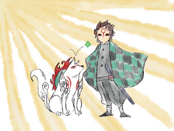 天照大神=炭治郎
擊神=善逸
爆神=伊之助

鬼滅と大神っていいよね?
久々に大神画集を引っ張り出した。
そして善逸の羽織に三角多すぎた。 