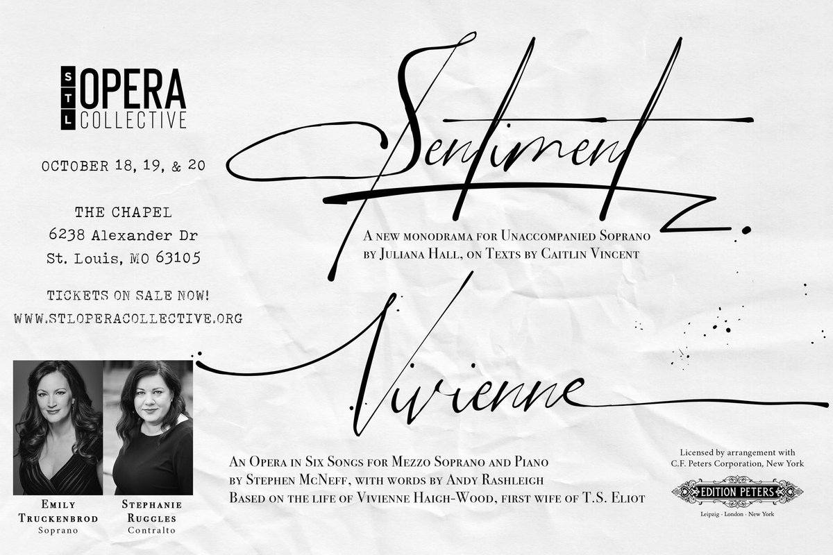 EditionPetersUK's tweet image. Two days until the US premiere of @StephenMcNeff&apos;s opera &apos;Vivienne&apos; with @STLOperaCollec! Performances on 18, 19 &amp;amp; 20 October.
stloperacollective.org