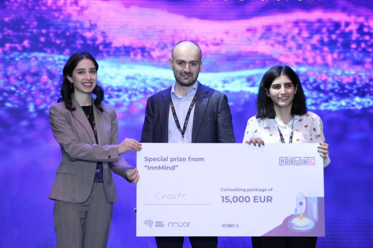 ChainPointConf's tweet image. Last but not least, the final prizewinner of the #StartupBattle is Creatr.😍 Their team got a Consulting package of 15 000 Euro supplied by @InnMindcom.☺

#StartupCompetition #ChainPoint19 #thinkthefuture #blockchain #nooor #CP19startupbattle #Armenia