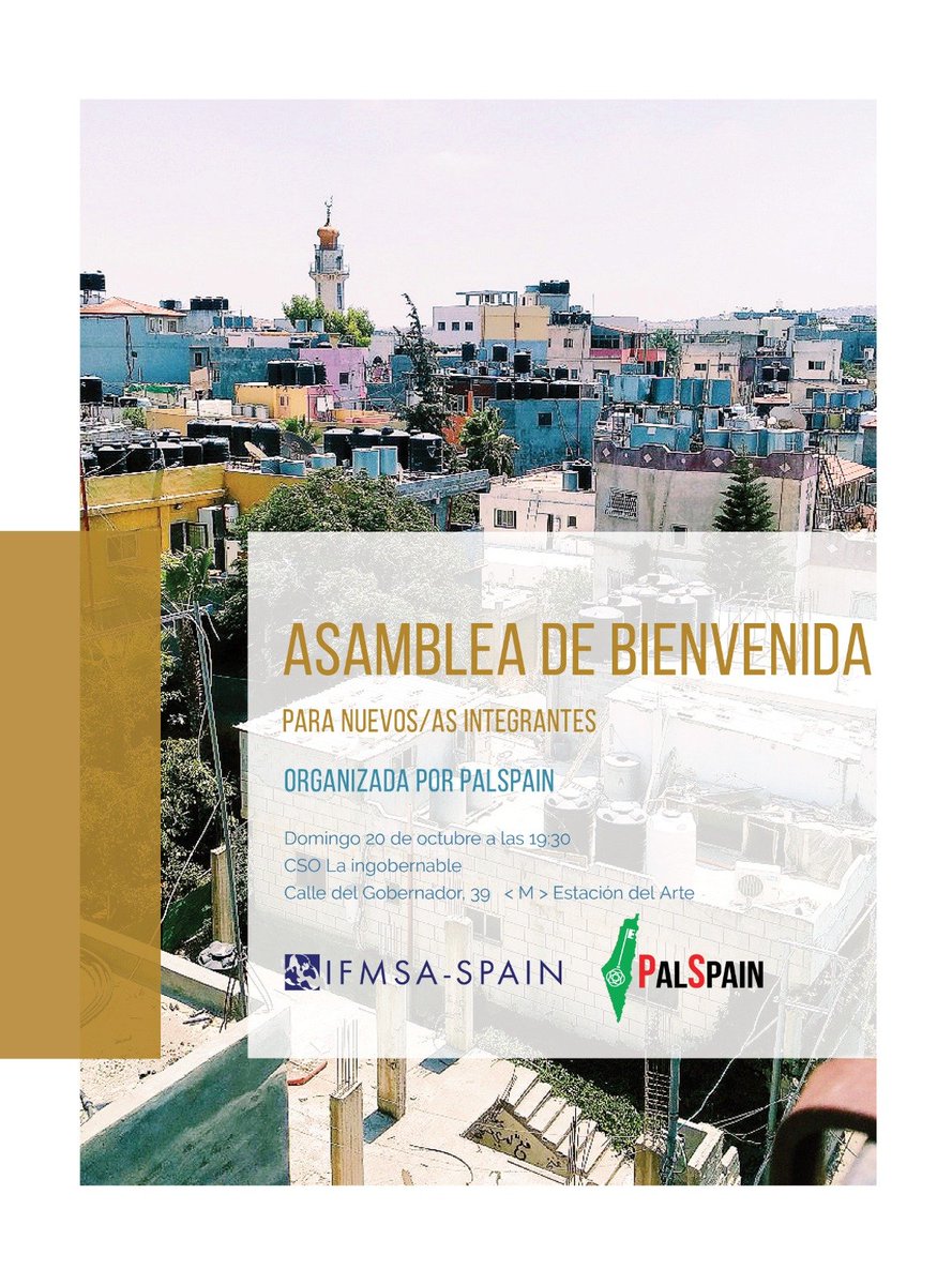 ¡Queridas maravillas! Nos place invitaros a todas y todos a nuestra 1a Asamblea de Bienvenida este Domingo 20 de Octubre a las 19:30h en <a href="/CSIngobernable/">La Ingobernable</a> en #Madrid.

¡Os esperamos con un programa repleto de sorpresitas!

¡Por una #PalestinaLibre Inshallah!

<a href="/IFMSASpain/">IFMSA-Spain</a>