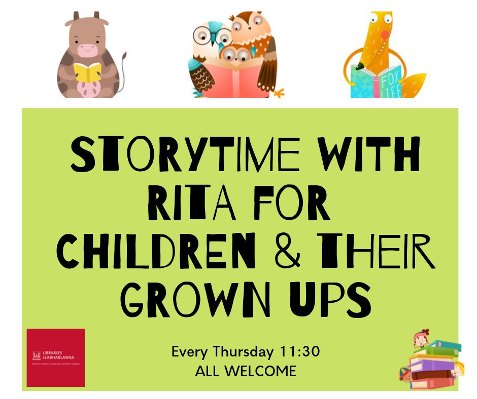 corkcitylibrary's tweet image. Storytime with Rita every Thursday at 11.30 am in Glanmire Library. All Welcome #GlanmireLibrary #CorkCityLibraries