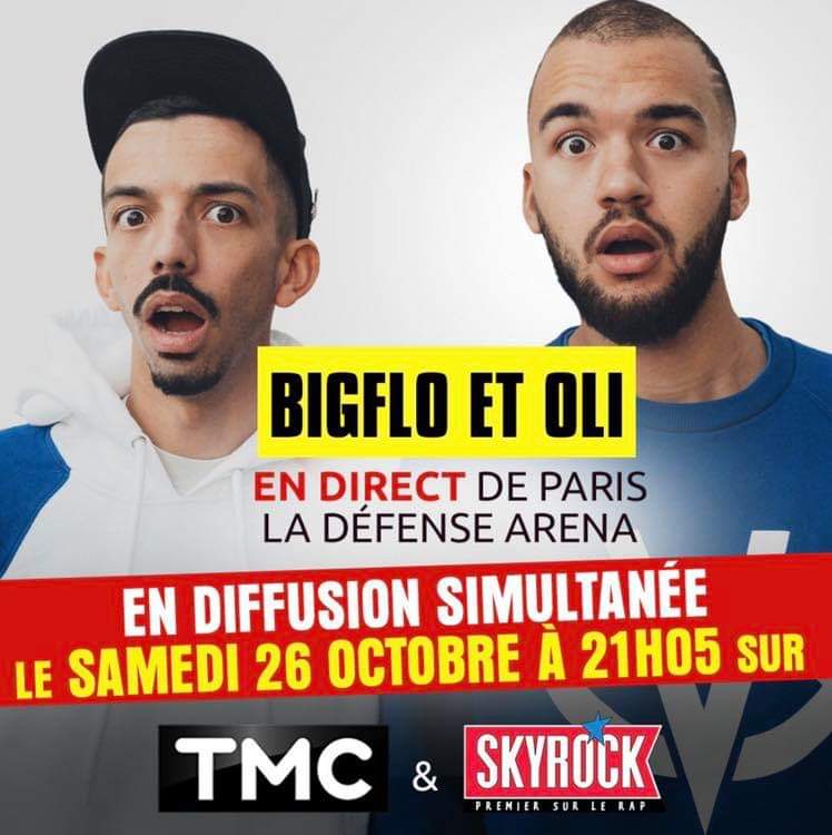 Leodu84's tweet photo. Samedi 26 Octobre 2019, ne manquez pas le #ConcertSkyrock de 2 toulousains @bigfloetoli à @ParisLaDefArena devant 40 000 parisiens sur :
@TMCtv pour l'image
@SkyrockFM pour le son
#BigfloEtOliSurSkyrock #Skyrock #LaVieDeRêve #LVDR #LV2R #Visionnaires #TeamVisionnaires https://t.co/pg1bYtGJHO