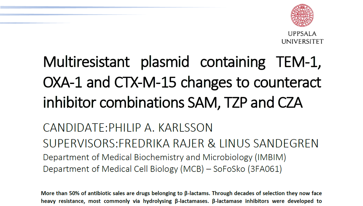 pa95_karlsson's tweet photo. Two summers of #research school (#SoFoSko) at @UU_University is now completed and presented. This is my second project contribution to the cause of #plasmid borne #multiresistance! https://t.co/NKg7hm5P4t