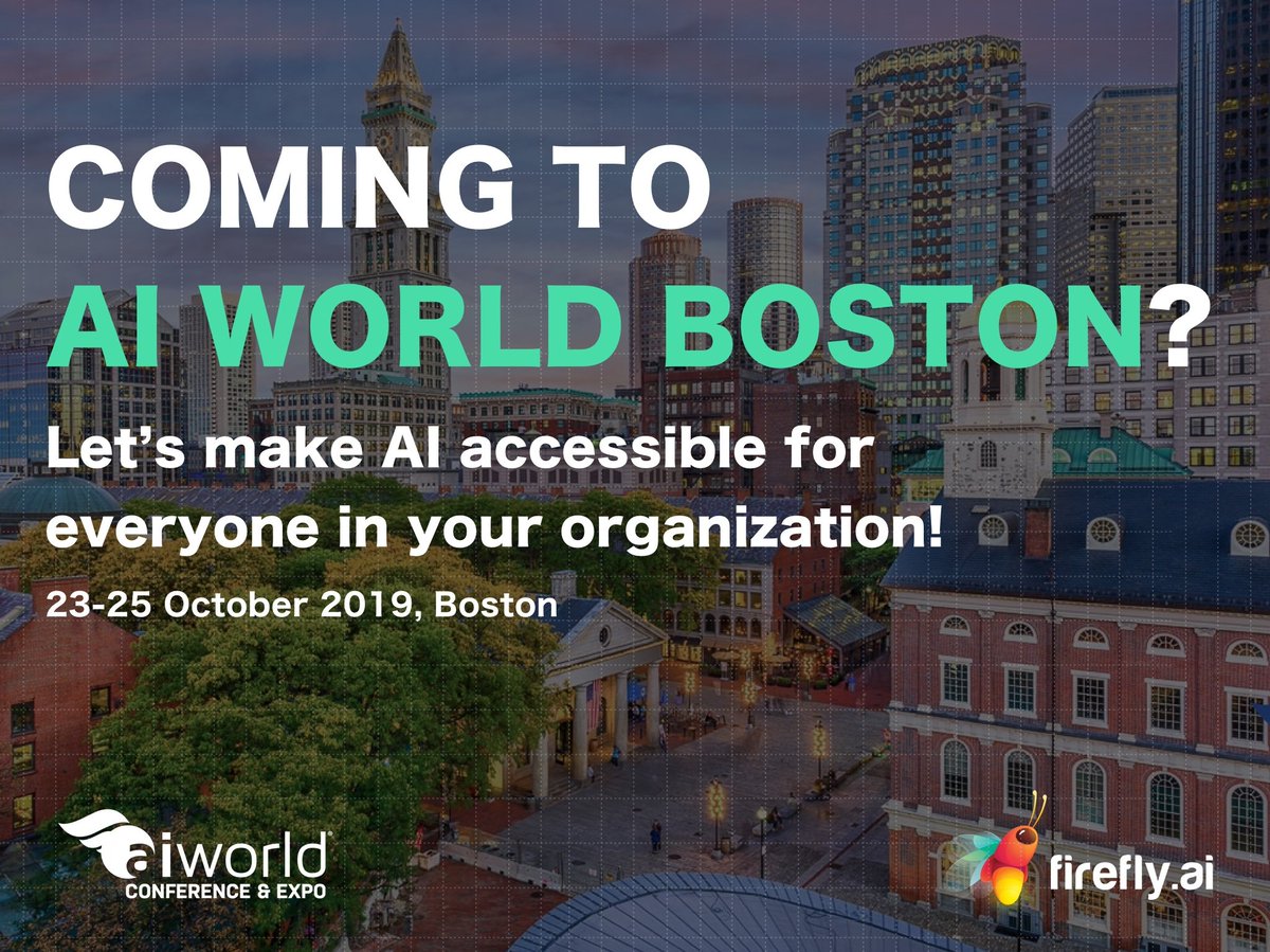 DoAIwithFirefly's tweet photo. Boston, here we come! Come see us at @AIWorldExpo Oct 23-25 at booth #11 in the Startup Pavilion. We’d love to say hello 👋#Ai #artificialintelligence #MachineLearning #AiWorld https://t.co/kiB0UG9haN