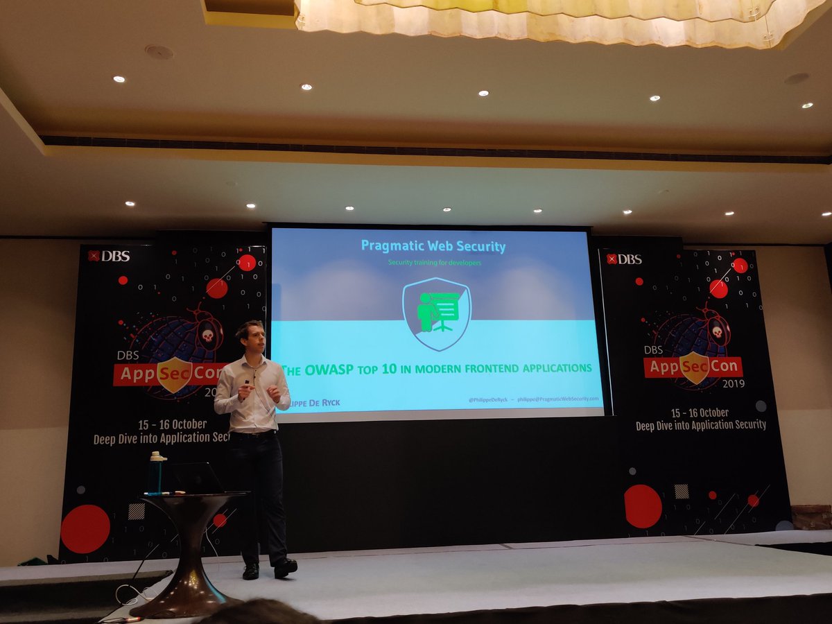 So much of learning and understanding about app security. Especially about XSS (javascript injection) in Frontend apps and Broken access control in Applications. Thanks to @manicode and @PhilippeDeRyck 

@dbsbank @Appseccon @Appsecurity @securecodewarrior