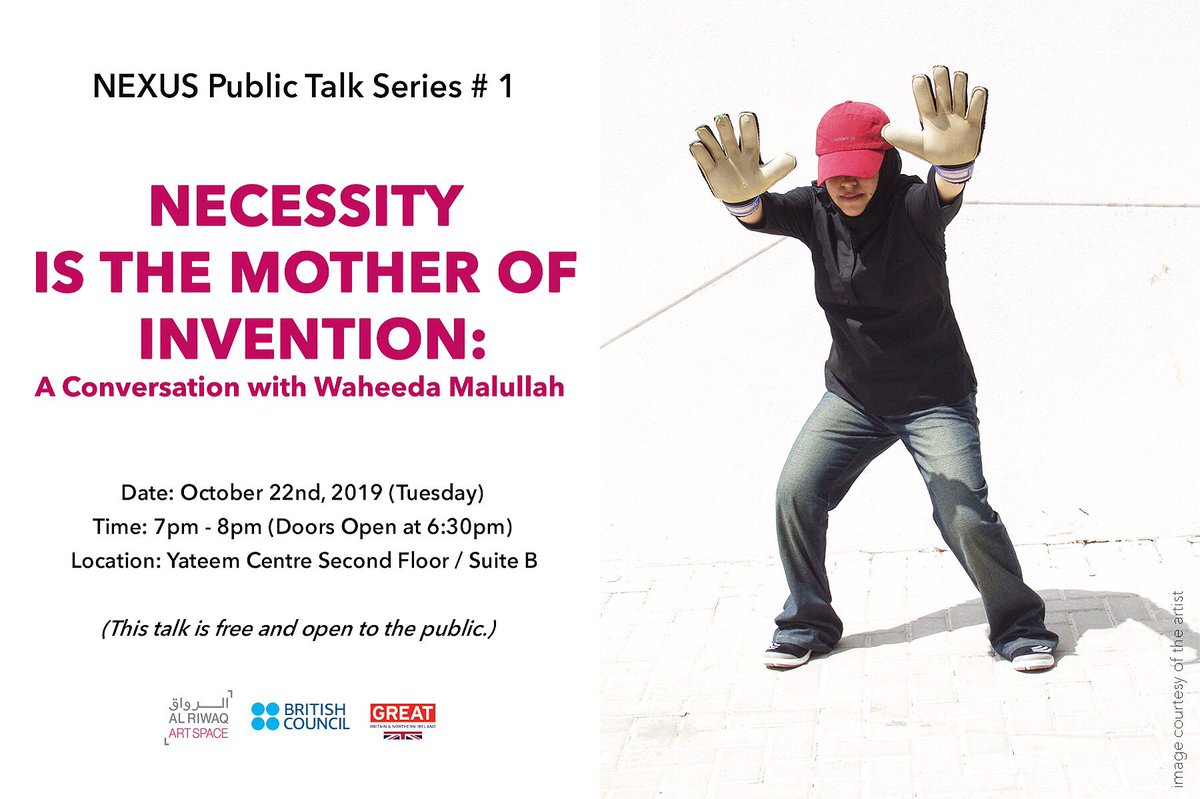 alriwaq's tweet photo. We are thrilled to announce the first of a series of public talks! Join us on Tuesday of next week as we host a conversation with artist Waheeda Malullah. https://t.co/1YOlPT37o4