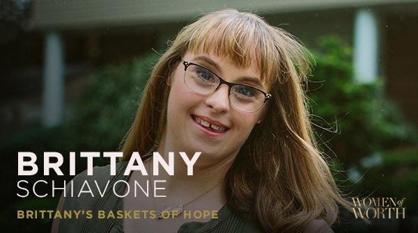 LOrealParisUSA's tweet photo. Drawing from her own experience, Brittany Schiavone founded @brittanybaskets, a non-profit dedicated to bringing support + guidance to families welcoming babies with Down Sydrome. Vote for Brittany as this year’s #WomenofWorth National Honoree: https://t.co/9b9TtLT4BV https://t.co/P1BPIMQG7Z
