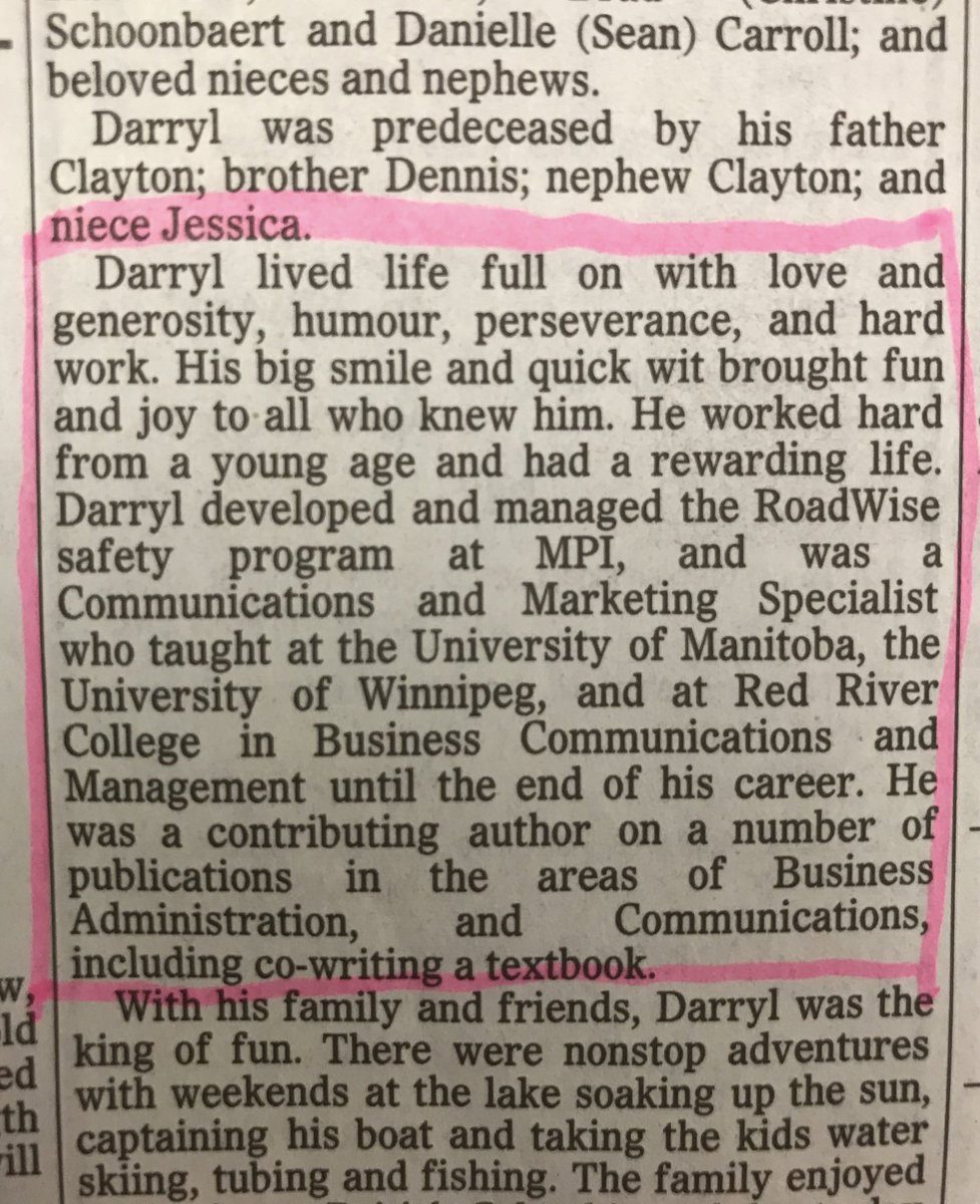 KevinRollason's tweet photo. Darryl Hammond was a communications and marketing specialist who taught at both the U of Manitoba and Winnipeg and also Red River College. But earlier, when he worked at MB Public Insurance, he developed the Road Wise safety program to save lives #RIP #wfp https://t.co/Idw1ocr1QH https://t.co/DWtlHAdeIb