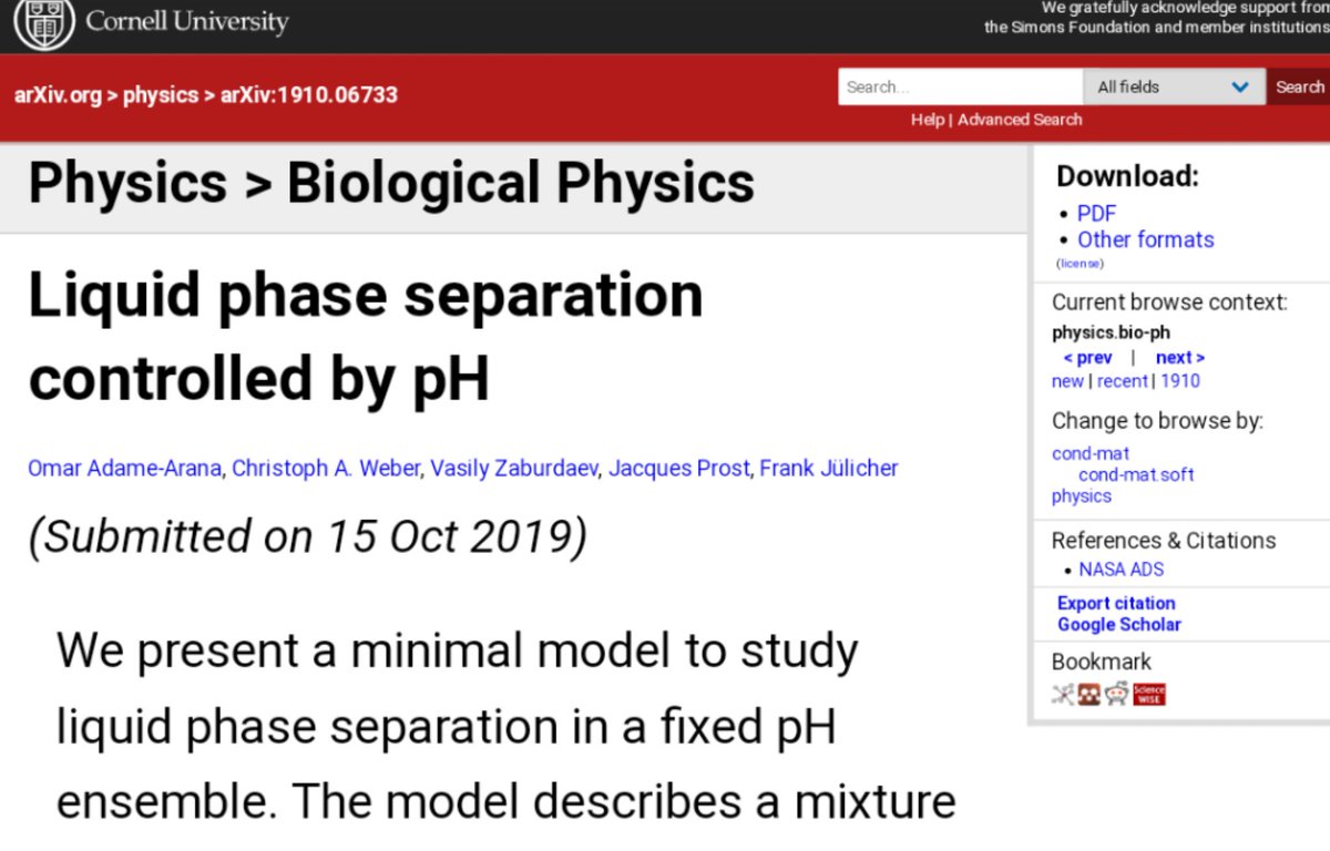 Vasily Zaburdaev 🇺🇦 (@vasilyzaburdaev) on Twitter photo If you want to know how to control liquid phase separation by pH, we might have a theoretical answer! Great collaboration with Omar, <a href="/WebersGroup/">Mesoscopic Physics of Life (MPol) - Weber Group</a>, Jacques Prost and Frank Jülicher: arxiv.org/abs/1910.06733 If you want to know how to control liquid phase separation by pH, we might have a theoretical answer! Great collaboration with Omar, <a href="/WebersGroup/">Mesoscopic Physics of Life (MPol) - Weber Group</a>, Jacques Prost and Frank Jülicher: arxiv.org/abs/1910.06733