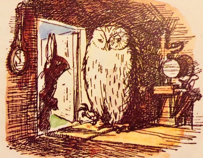 DarcyRLynch1's tweet photo. Owl took Christopher Robin’s notice and looked at it nervously. He could spell his owl name WOL, and he could spell Tuesday so that you knew it wasn’t Wednesday, and he could read comfortably when you weren’t looking over his shoulder and saying “Well?”~A.A.Milne #WednesdayWisdom https://t.co/yDctq99J4G