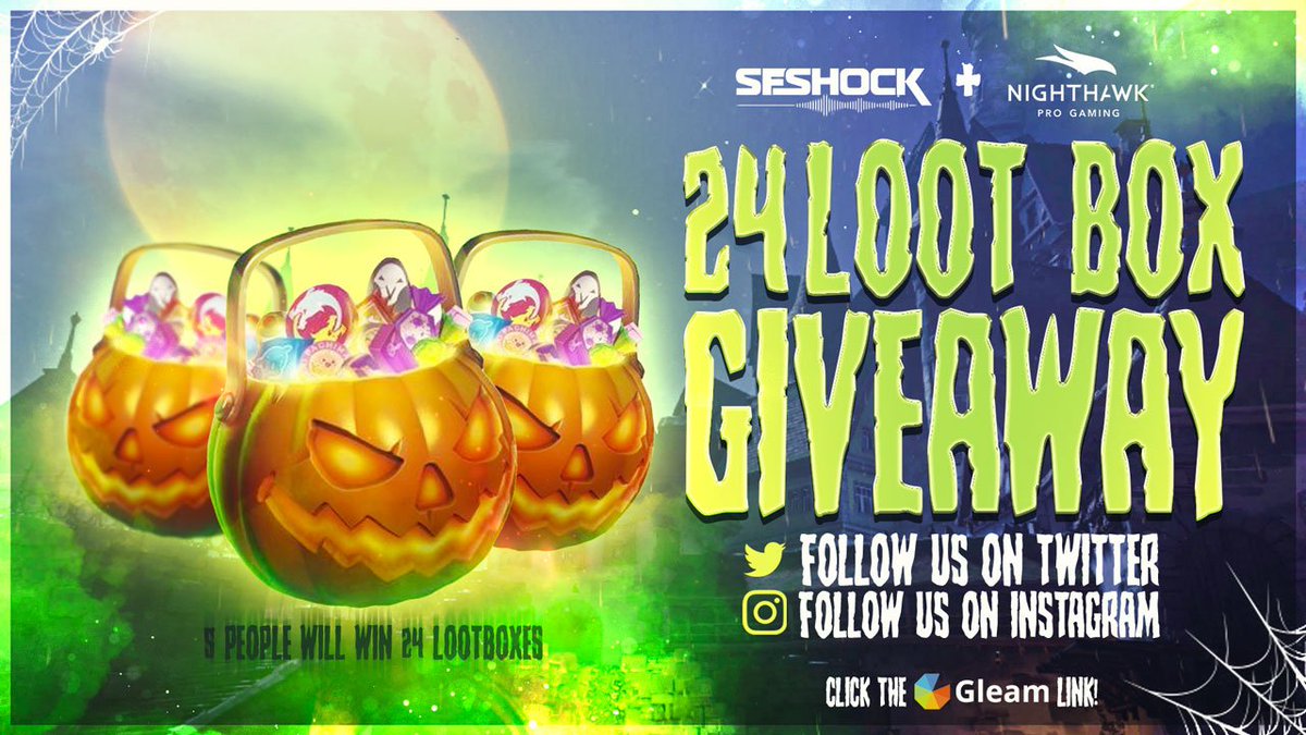 SFShock's tweet photo. Trick or Treat! 

We're giving 24 #HalloweenTerror Loot Boxes to FIVE lucky fans... 

🎃Follow @SFShock &amp; @NETGEARgaming 
🍬RT this #Giveaway
💀Tag a Friend
👻Click the Link: https://t.co/FF8JEgcaPC https://t.co/SkByc5Kzm7
