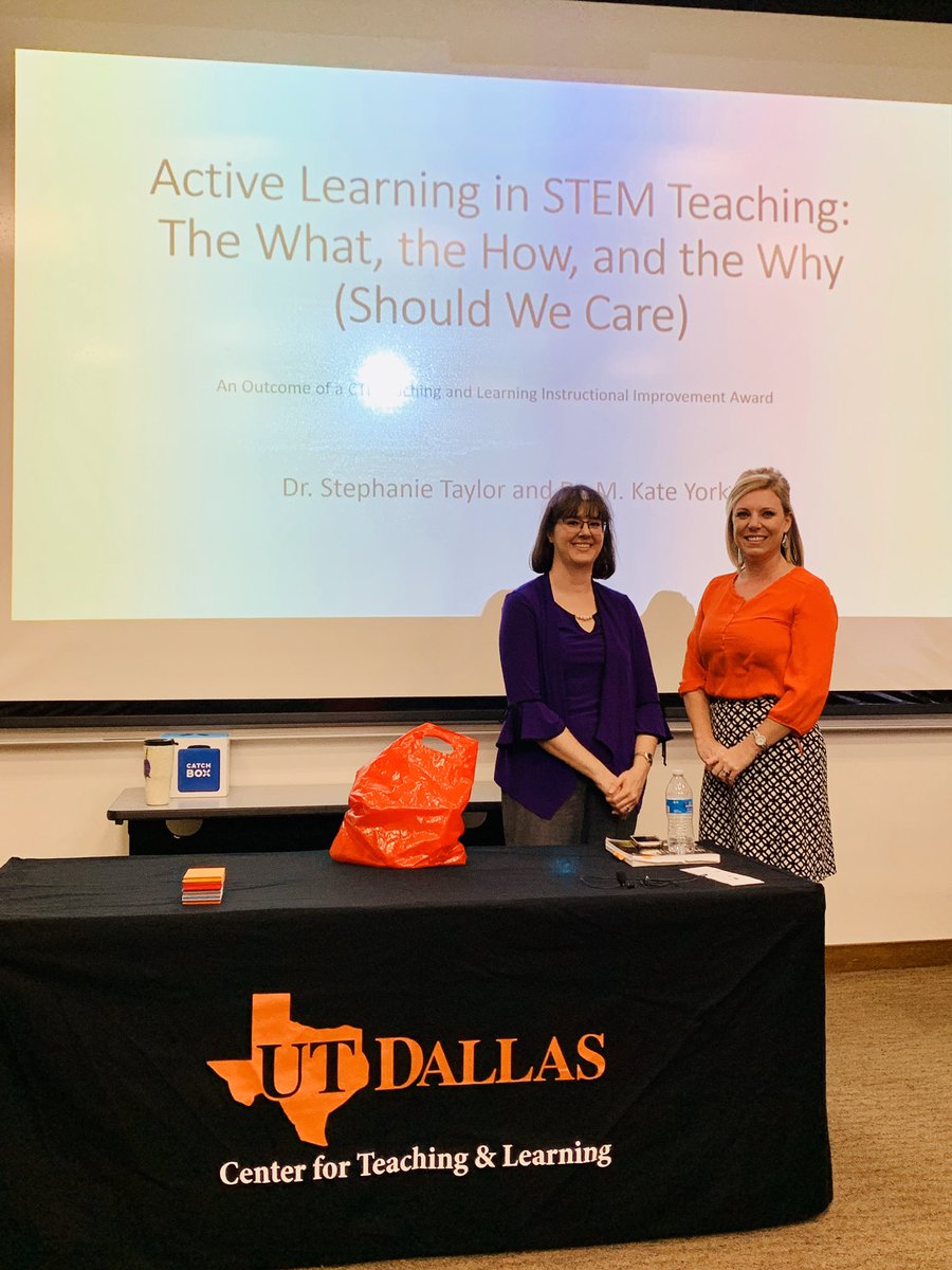 UTeachDallas's tweet image. Dr Stephanie Taylor and Dr Kate York presenting on Active Learning in STEM teaching for Center for Teaching &amp;amp; Learning. #stemeducation #activelearning #activelearningstrategies #improvinghighereducation