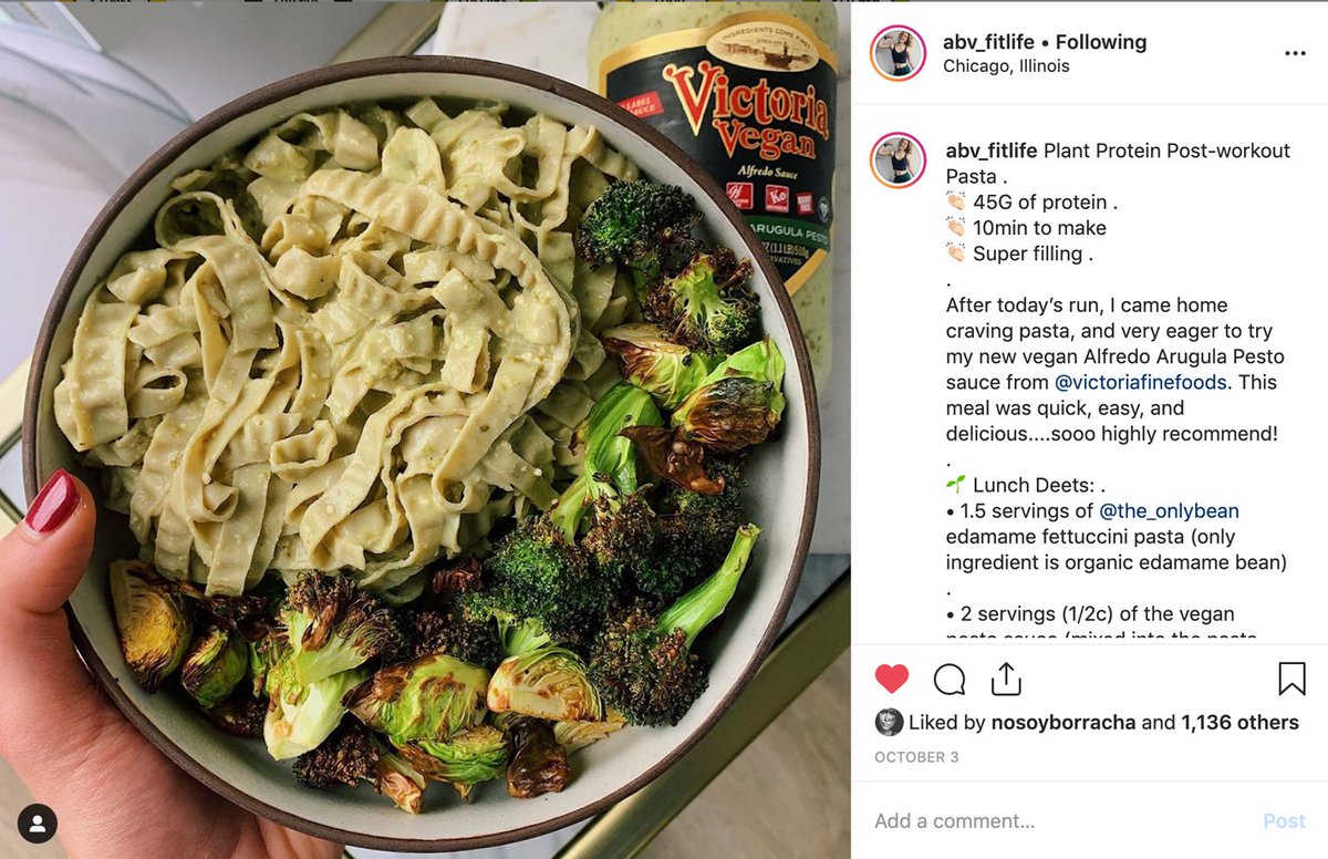 The_OnlyBean's tweet photo. Another beautiful recipe made by @abv_fitlife. Our Edamame Fettuccine, vegan pesto, and some air fried broccoli. #veganrecipes #beanpasta #proteinpasta #theonlybean #veganpasta https://t.co/r7sdUwDewi