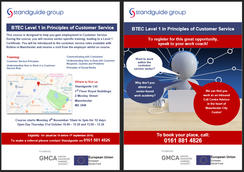 StandguideLtd's tweet photo. Are you or someone you know interested in gaining accredited qualifications? Aged 19+? Need help with Maths, English, ICT or Customer Service skills? Claiming benefits? We are running courses continually so call 0161 881 4826 to find out more! https://t.co/vBDEJSFfJz https://t.co/RQP3CdMxFK