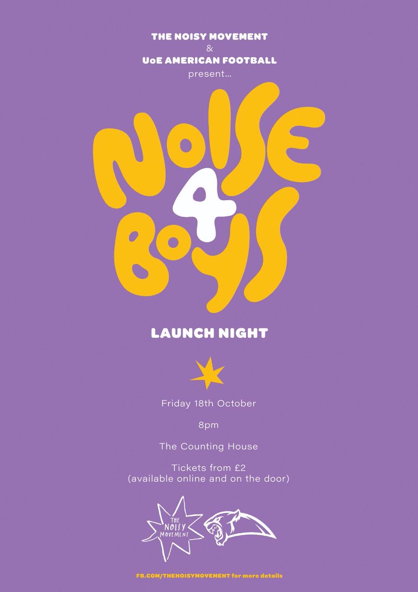 countinghouseedinburgh (@countinghouseed) on Twitter photo Very proud to be hosting the Noise 4 Boys Launch night, this Friday at the Counting House #the_noisy_movement
in partnership with <a href="/EdinburghPreds/">Edinburgh American Football</a> Get your tickets and we'll see you there! Very proud to be hosting the Noise 4 Boys Launch night, this Friday at the Counting House #the_noisy_movement
in partnership with <a href="/EdinburghPreds/">Edinburgh American Football</a> Get your tickets and we'll see you there!