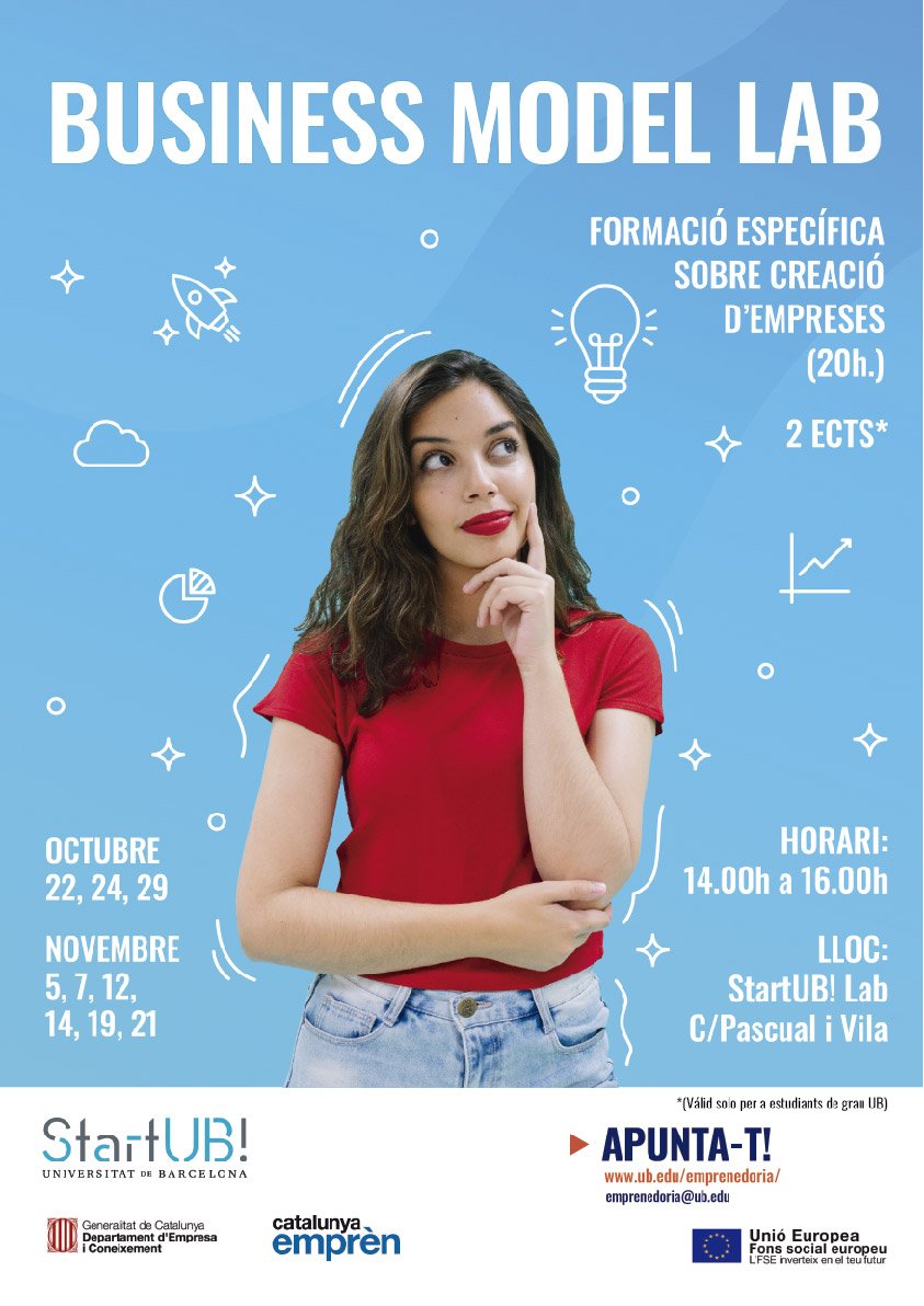 start_ub's tweet image. 🔴Ja està aquí la nova edició del #BusinessModelLab. Formació específica sobre creació d&apos;empreses i tutories per a resoldre dubtes
😎20h, 2ETC&apos;s i gratuït
📍StartUB! Lab
Apunta&apos;t! bit.ly/2p4saQL

#StartUB! #UB #emprenedoria
