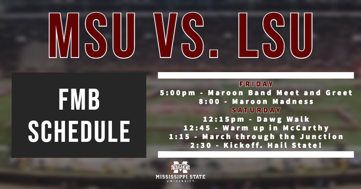 Lots going on this weekend! We hope to see you on campus. #hailstate #beatLSU