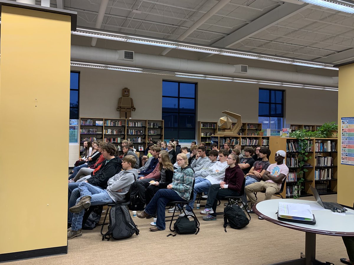 LibrarianSommer's tweet photo. Breakfast with Experts was today in the library! Big THANK YOU to Jason Sarsany with Edward Jones for providing 🍩🍩🍩 from Cardinal Country Bakery Savannah for these kiddos!! #SHSProud https://t.co/9zRPCRJ3dN