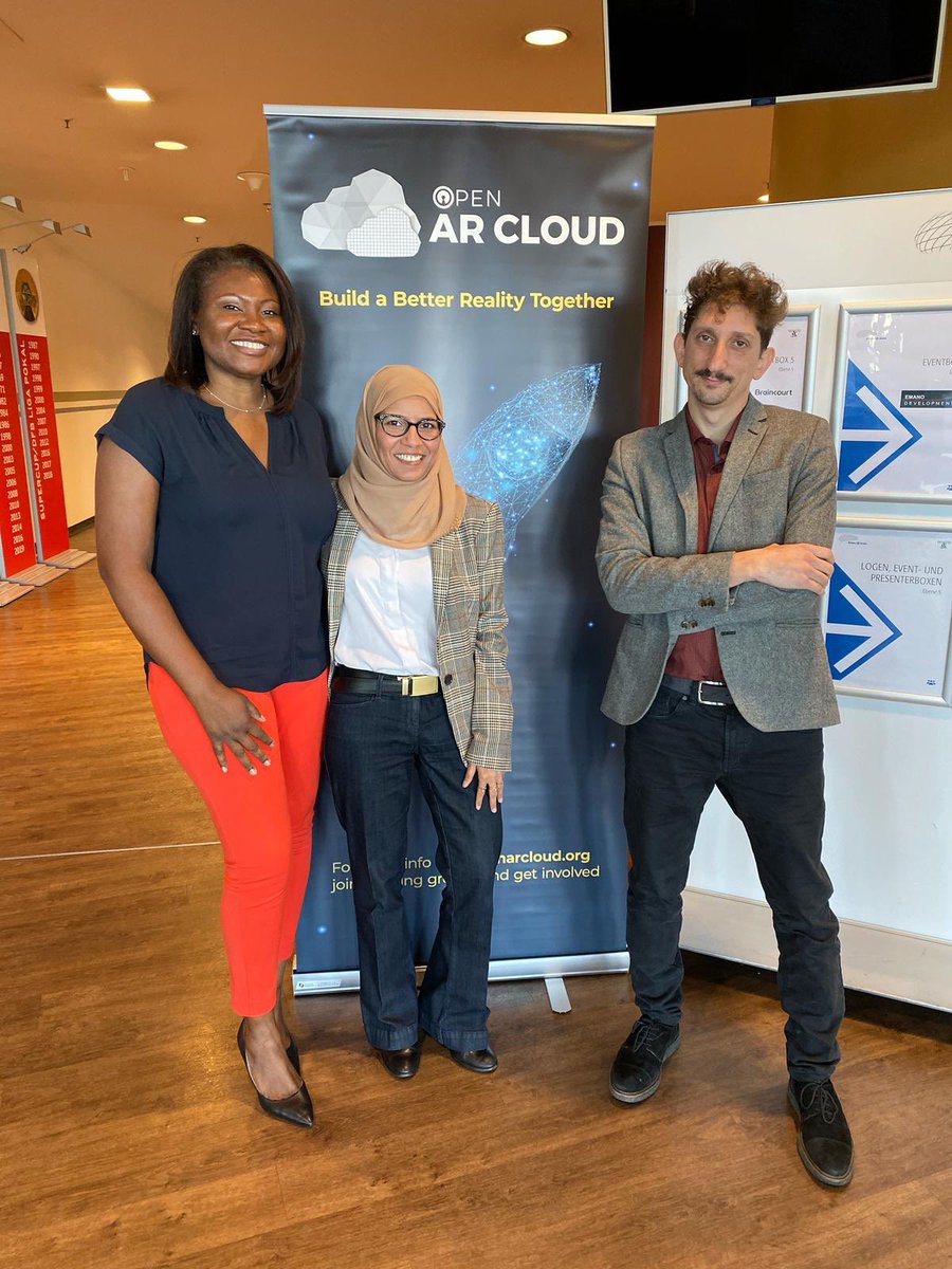 KavyaPearlman's tweet photo. Captainโs log: Teleport completed .. @luderbonneau n @marcomagnano aka key members of the @XRSIdotorg team have arrived at @openarcloud Summit along with a younger member of the team๐ค๐ค๐ค https://t.co/5yoYAD8RxB