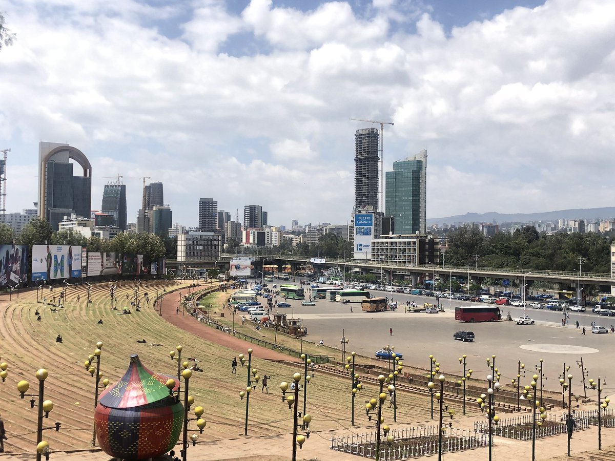 Allehone's tweet photo. Just when you ponder on how #Addisabeba is too crowded, increasingly polluted and looking a sprawling village market....there is this graciously spacious and refreshing spot....#UnionRestaurant at the beautiful Addis Abeba museum....with great view to Meskel Square and beyond! https://t.co/EoALMimcTY