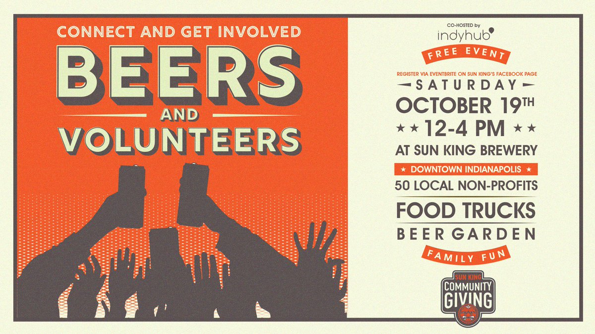 wfyi's tweet photo. Join us at @SunKingBrewing in downtown Indy this Saturday for Beers and Volunteers to learn how you can get involved with WFYI and many other local non-profits! https://t.co/2CmmRWqYBr #CraftThatCares #SunKingBrewery https://t.co/qpeZjfon1Z