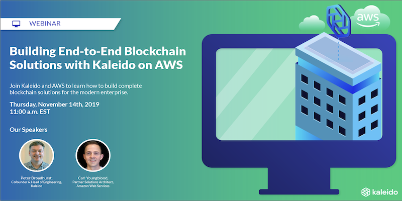 AWSstartups's tweet photo. Join @Kaleido_io, a @ConsenSys business &amp; AWS to learn how to build complete blockchain solutions for the modern enterprise. @ConsenSys is an APN Advanced Technology Partner. #blockchain #BuildonAWS https://t.co/PnFhku7Abe https://t.co/Ci2uIHtXE8