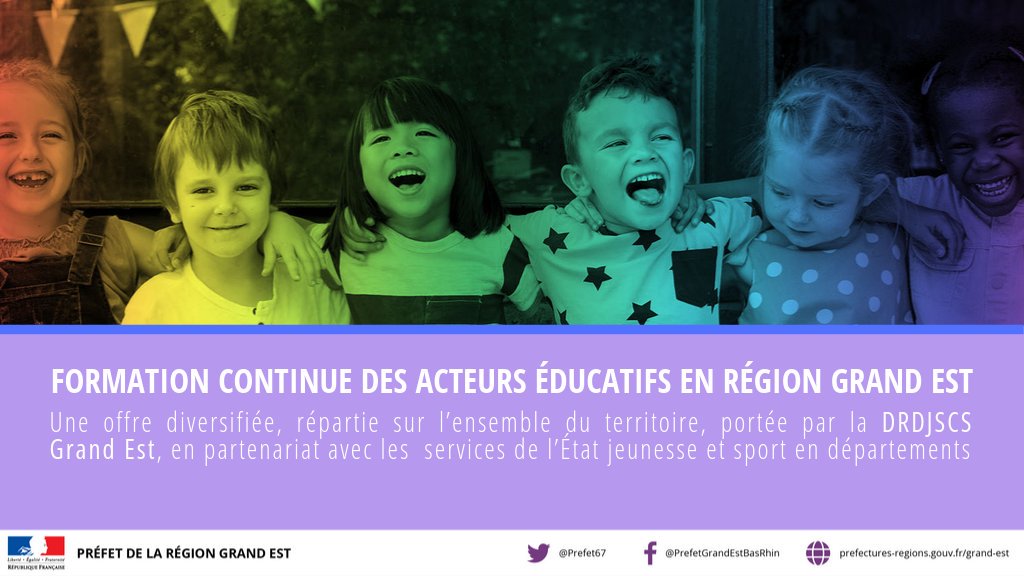 Prefet67's tweet photo. 👧🏽👦🏼🤱🏿La DRJSCS #GrandEst propose des formations aux animateurs et directeurs d’accueils éducatifs de mineurs #ACEMs
Objectif ✅renforcer la capacité à mettre en œuvre des accueils de qualité propices à l’épanouissement des enfants et des jeunes 👉🏽 https://t.co/8wM4nWPjED https://t.co/ftxn8KX72N