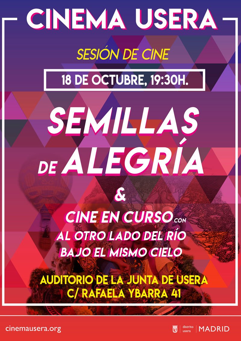 CinemaUsera's tweet photo. @CinemaUsera cierra la temporada con dos sesiones imprescindibles. 18 y 19 octubre Auditorio Junta municipal Usera. 19.30h 
Recuperamos la propuesta del ultimo fin de semana que nos llovio.
Cine en curso @sanfelicesmovie @SemillasAlegria 
No te lo puedes perder. https://t.co/zrEuA1zS1F