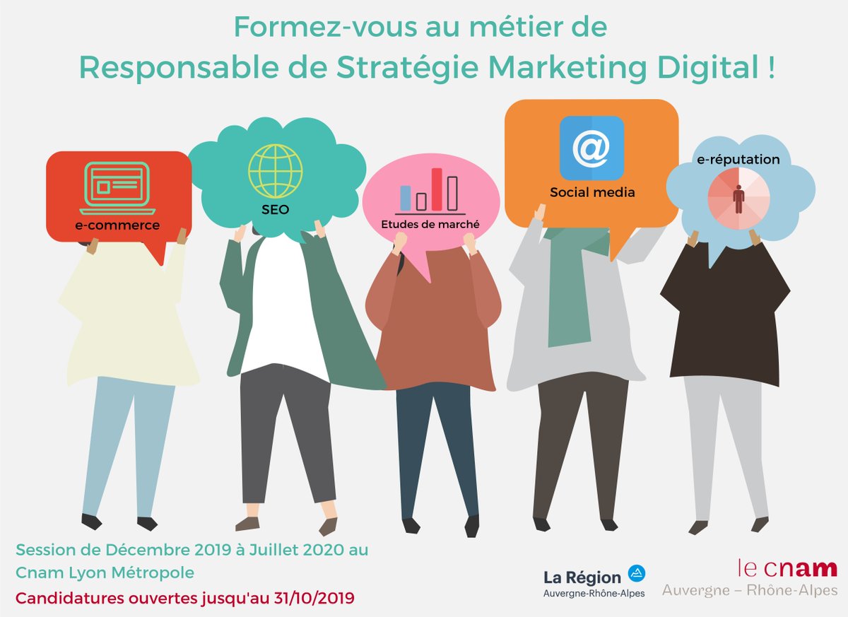 LeCnam_ARA's tweet photo. [FORMATION CONTINUE] Vous souhaitez vous former au métier de Responsable de Marketing Digital ? Venez assister à la prochaine réunion d'information le mardi 22 octobre de 14h à 15h, au Cnam de Lyon. Plus d'infos : https://t.co/bHku7f4YXJ https://t.co/XCBMsTSnfx