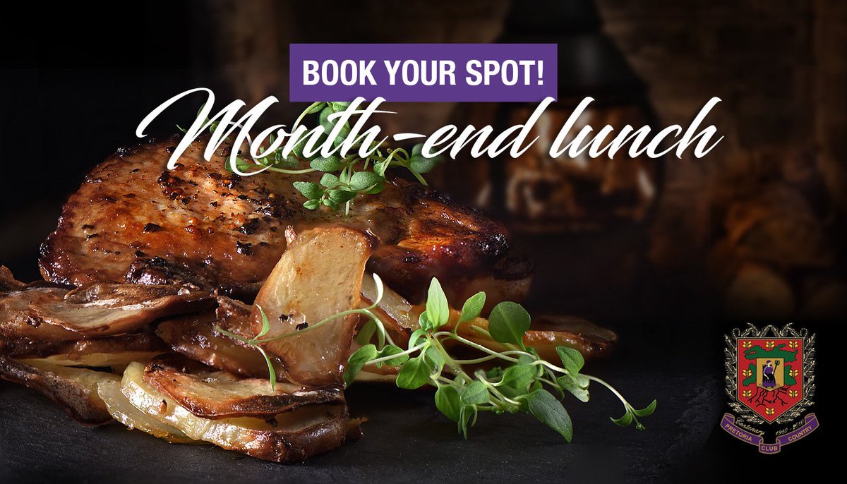 PretoriaCountry's tweet photo. We are getting closer to the end of the month which means it’s almost time for our Pretoria Country Club month-end lunch on 25 October at 12h30 for 13h00. 

Book your spot: stassy@ptacc.co.za

Members: R220
Non-members: R236.50 https://t.co/K6AUi4gNAo
