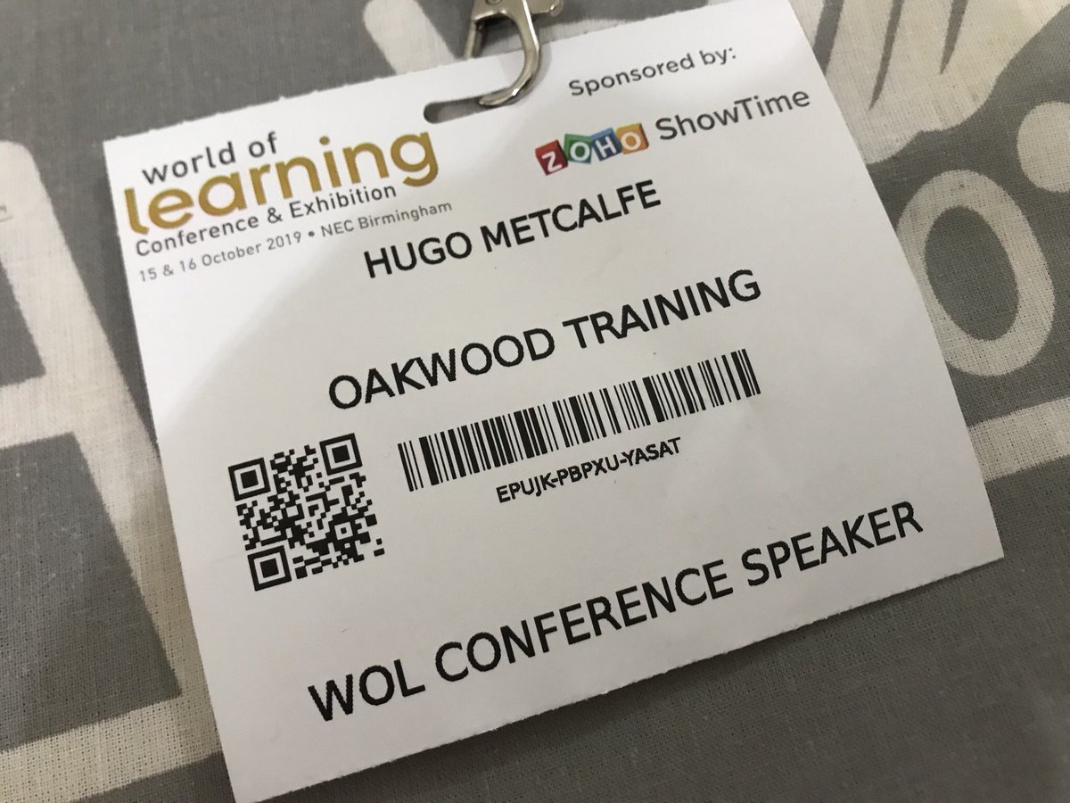 Another day, another talk, another lanyard 😁 

Grateful to have the opportunity to share evidence-based training and consulting solutions as part of <a href="/_Oakwood/">Oakwood Training</a> at the <a href="/Learn_EventsUK/">World of Learning</a> conference. 

Making a difference by doing something different.

#mentalhealth #leavism #training