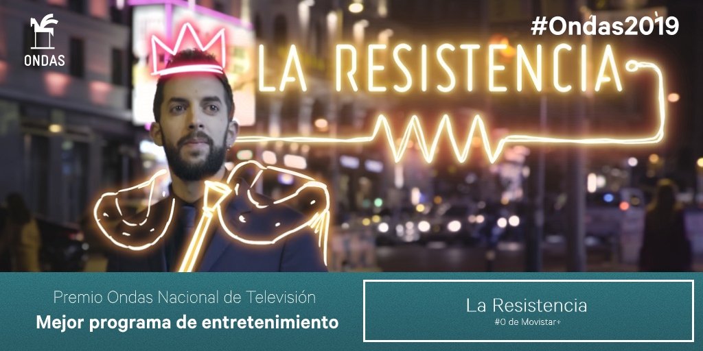 Premios_Ondas's tweet photo. 📺 Premio #Ondas2019 Nacional de Televisión
🔹 Mejor programa de entretenimiento:
@LaResistencia, de @cero https://t.co/wJNWxl1KG0