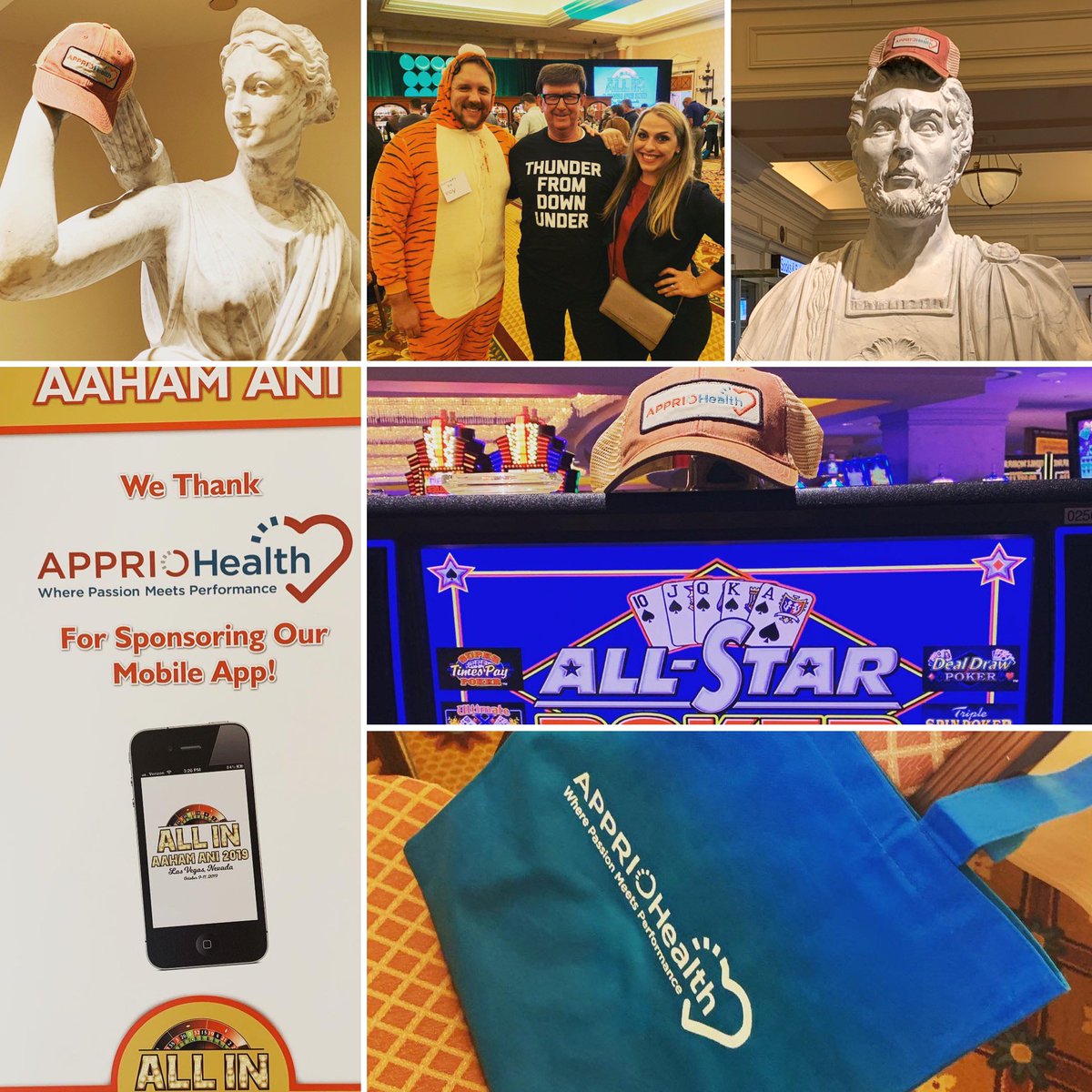 ApprioHealth's tweet photo. Great times at AAHAM last week! Excellent speakers, great friends, and an overall fun conference. Where is your hat? Visit our Instagram page and share your hat pictures.
#appriohealth #aaham #AAHAMANI2019 #AAHAMRaiseTheLevel #revenuecycle #whereisyourhat https://t.co/TmIXNFQn81
