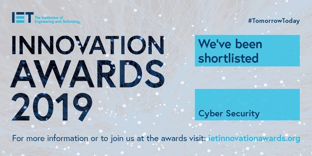 We’re in the final! Very proud to announce that we’ve been shortlisted for an <a href="/IETawards/">IET Awards</a> Innovation Award. ow.ly/yuSA30lTFcg