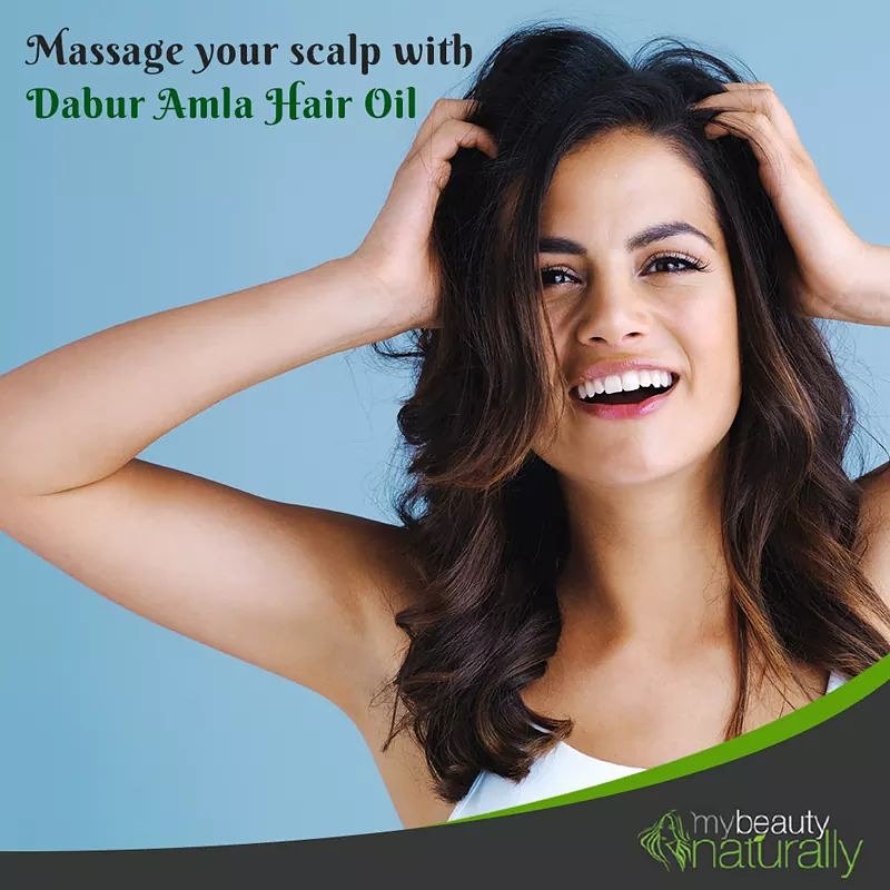 Did you know? Massaging your scalp increases blood flow, which refreshes your hair roots for maximum growth. #DaburAmla #hairoil #haircare #champi #stronghair #longhair #beauty #haircareroutine #amla #nature #natural