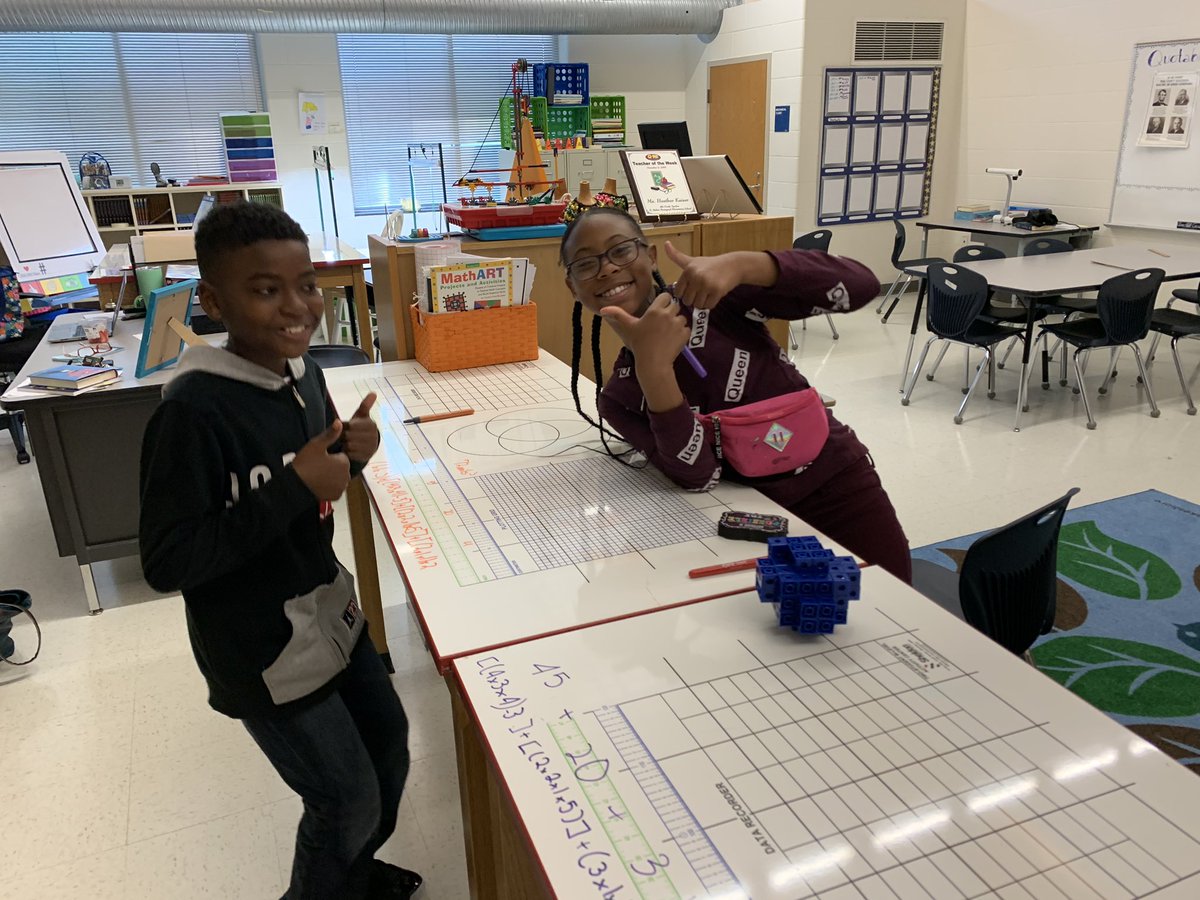 technotchr's tweet photo. Challenge excepted and we think accomplished. Diondre and Ki’Yani have ’equationed’ it for you. What do you think? Are they right? #math5md5 https://t.co/zQBkHPKf81