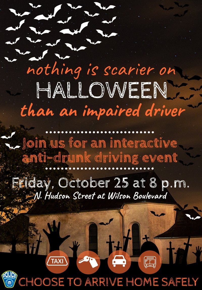 🗓️ SAVE-THE-DATE: Join WRAP in haunted 👻Clarendon 🦇 later this month at partner <a href="/ArlingtonVaPD/">ArlingtonCountyPD</a>’s Halloween (Friday, October 25th) interactive, anti-drunk driving event (beginning at 8:00 pm). 🎃 #DriveSober #SoberRide newsroom.arlingtonva.us/release/traffi…