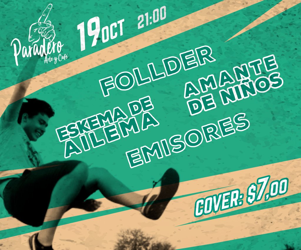 Follder's tweet photo. Este sábado 19 de octubre a las 21:00 nos vemos en #Paradero para iniciar el desmadre de 2 fines de semana, porque... https://t.co/hfCITD9sN5