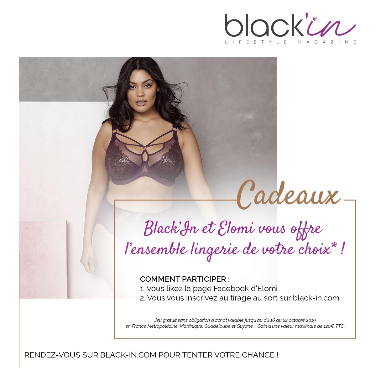 #LINGERIE // Psssiiittt : Il y a 3 ensembles <a href="/Elomi_lingerie/">Elomi Lingerie</a> d'une valeur de 120€ à gagner sur <a href="/blackinmagazine/">Black'In Magazine</a> ! 
Tentez votre chance : black-in.com/jeu-elomi ;-)

#cadeau #sousvetement #dentelle #matière #classe #voluptueuse #forme #généreuse #poitrine #soutiengorge #sexy