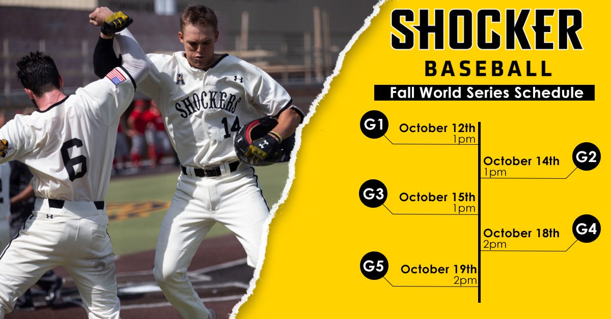 GoShockersBSB's tweet photo. You still have 2⃣ more chances to catch your Shockers in action this fall! See you at Eck Stadium on Friday for some 🌾⚾️!

Game 1⃣: Black wins 8-2
Game 2⃣: Yellow wins 8-6
Game 3⃣: Black wins 3-1

#DrivingSucce22 | #watchus https://t.co/fSVoblyuJD