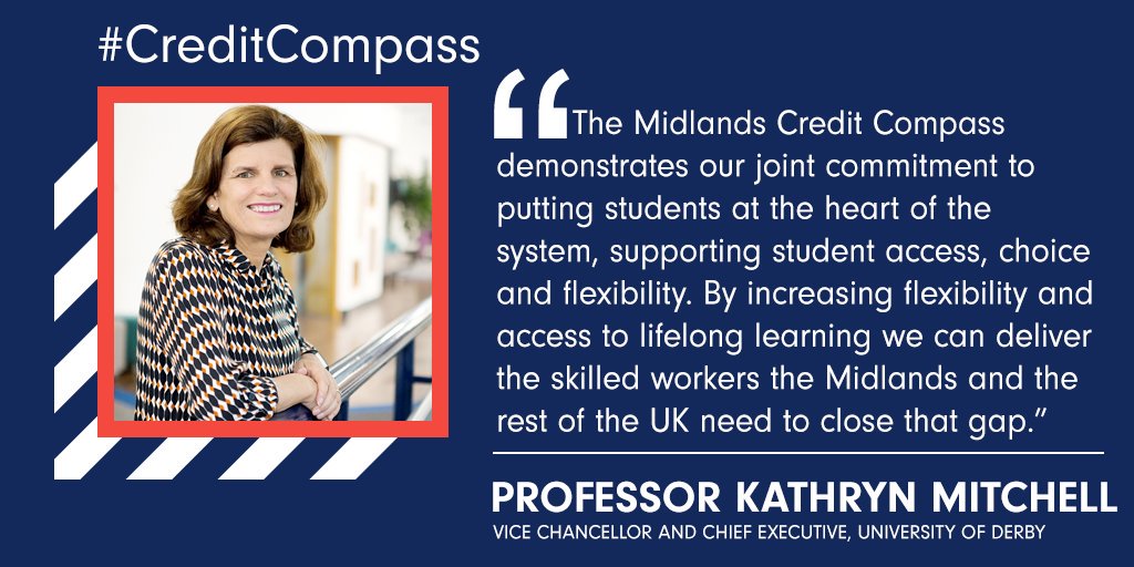 DerbyUniPress's tweet photo. “The Midlands #CreditCompass will improve opportunities for students to access quality advice and guidance and re-engage with higher education across the Midlands,” @DerbyUniVC, Chair of the @MEUniversities https://t.co/KC6DA8VfzI https://t.co/CzalrgEEYV