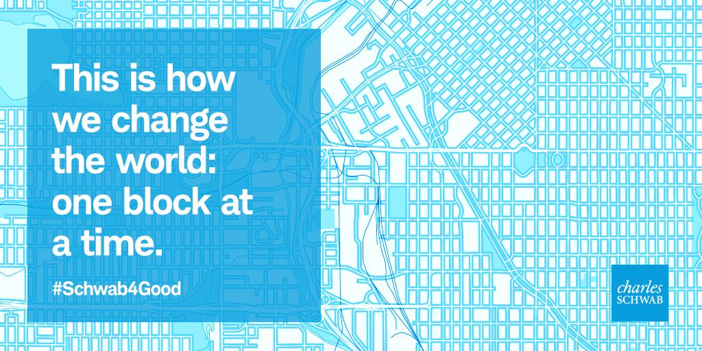 CarrieSchwab's tweet photo. Let's do this Denver! The Pro Bono Challenge starts today in #Denver, teaming Schwabbies up with local nonprofits to make a difference. Check back here and in my Facebook Stories for updates from Schwabbies across the nation over the coming weeks! #Schwab4Good #BlockByBlockDenver https://t.co/8gIFb9Q3mc