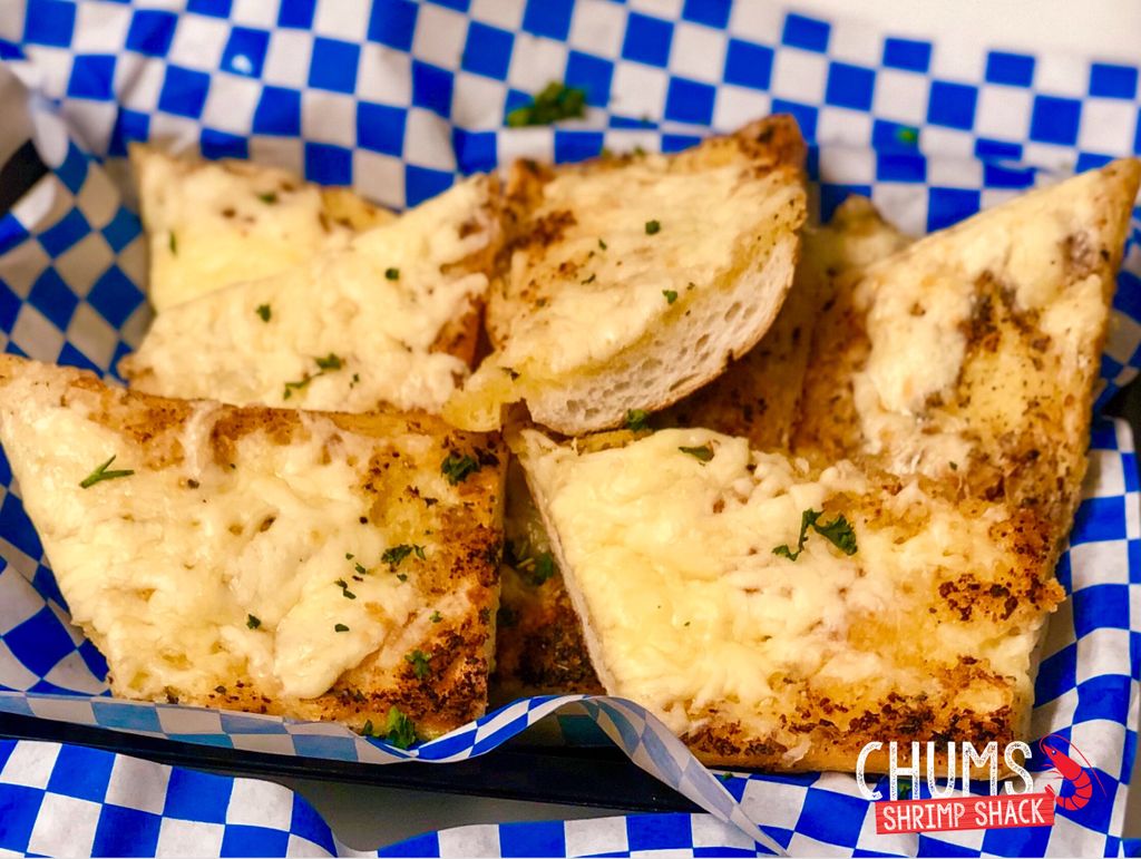 chumsshrimp's tweet photo. It’s World Bread Day! Stop in and try our Cheesy Garlic bread off our Small Bites menu, it’s sure to keep the Vampires away! 🍞🧛♂️ #chumsshrimp #eastdundee #westdundee #dodundee #shrimpshack #shrimp #surfnoturf #seafood #worldbreadday #bread #garlic #cheese #vampire https://t.co/X533X3cYfH